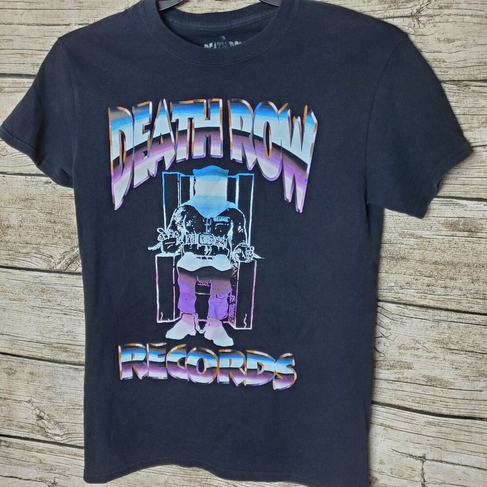 Junior's Death Row Records Casual Retro Navy Blue Graphic T-Shirt Size S